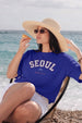 Seoul Royal Blue Oversized Fit Graphic T-Shirt