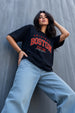 Boston Black Graphic Printed Oversized T-Shirt