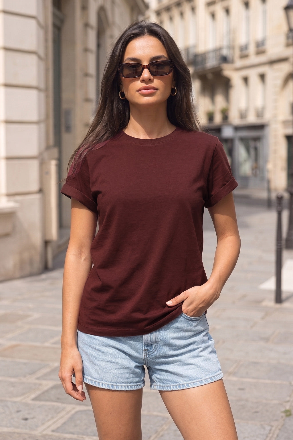 Maroon Plain Boyfriend Fit T-Shirt