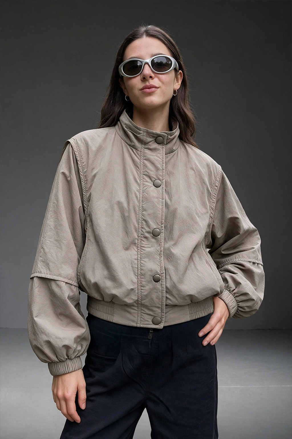 STAND COLLAR NEW BEIGE JACKET