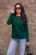 Green Plain Full Sleeve Regular Fit T-Shirt