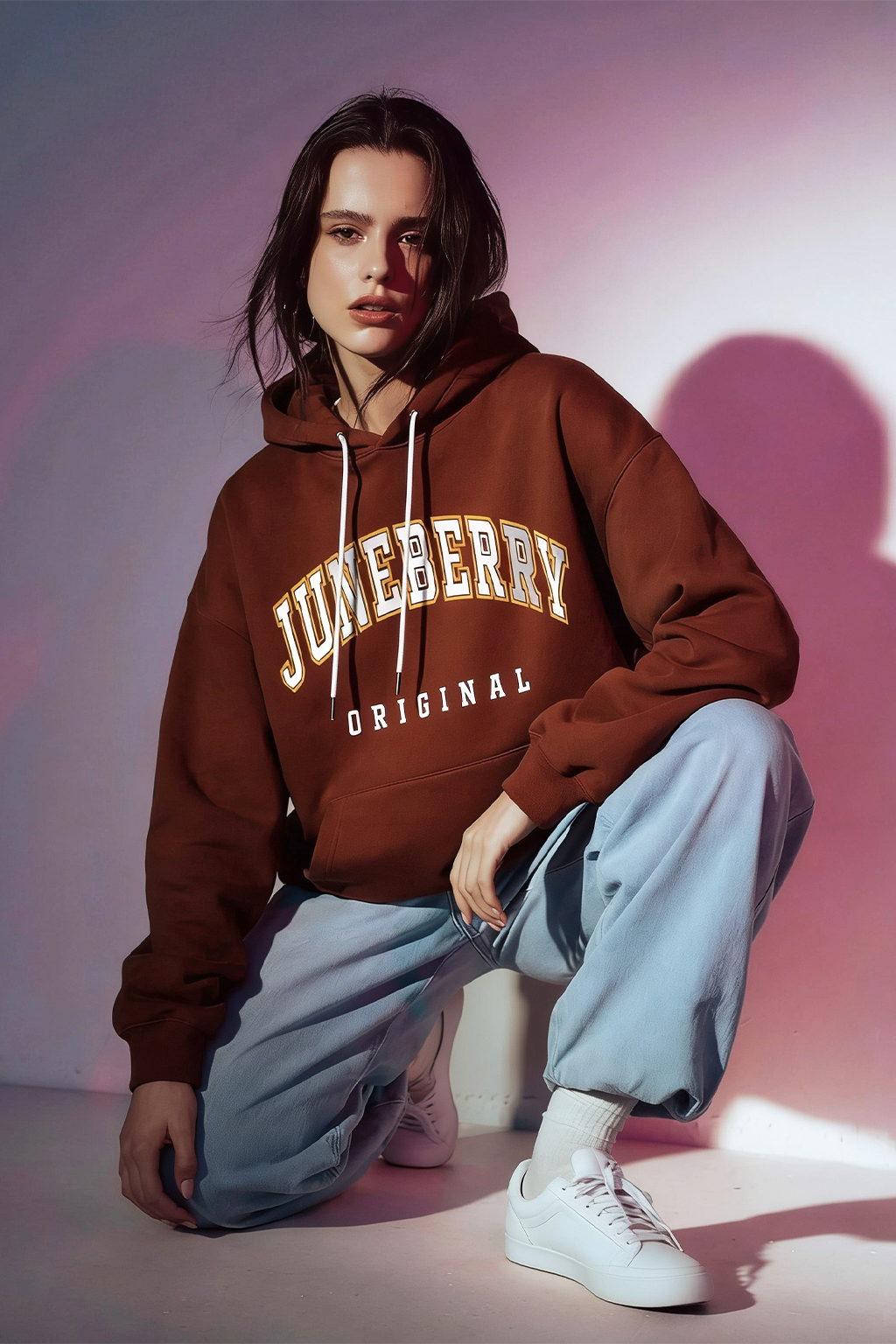 Juneberry Original Rust Graphic Printed Oversized Hoodie