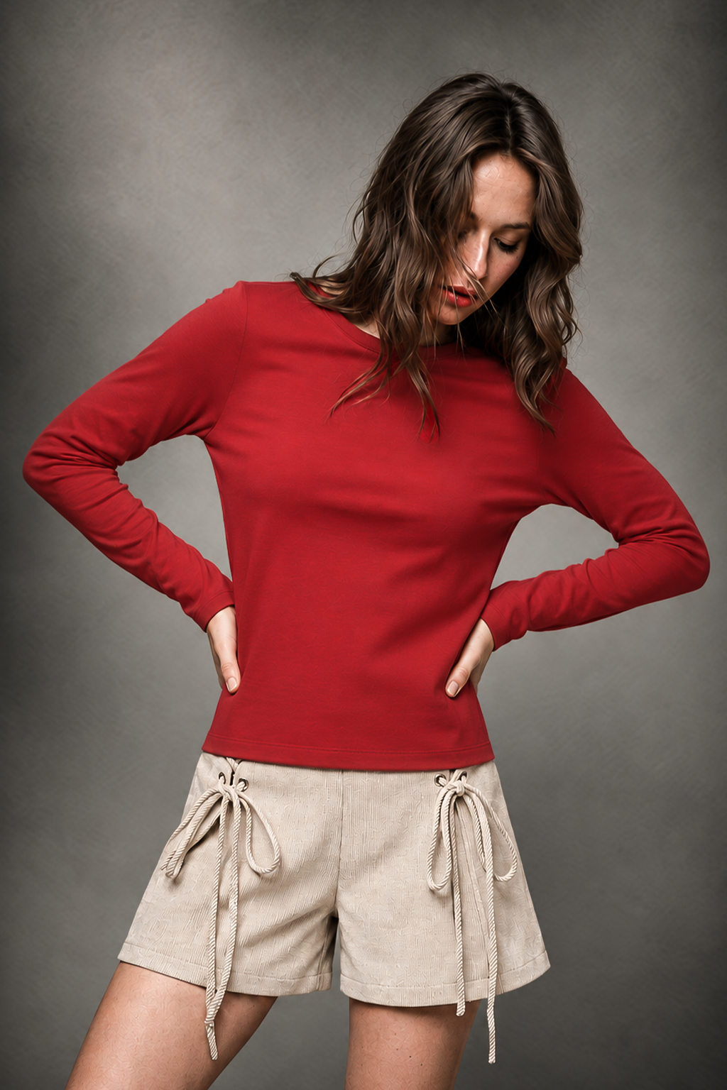 Red Plain Full Sleeve Regular Fit T-Shirt