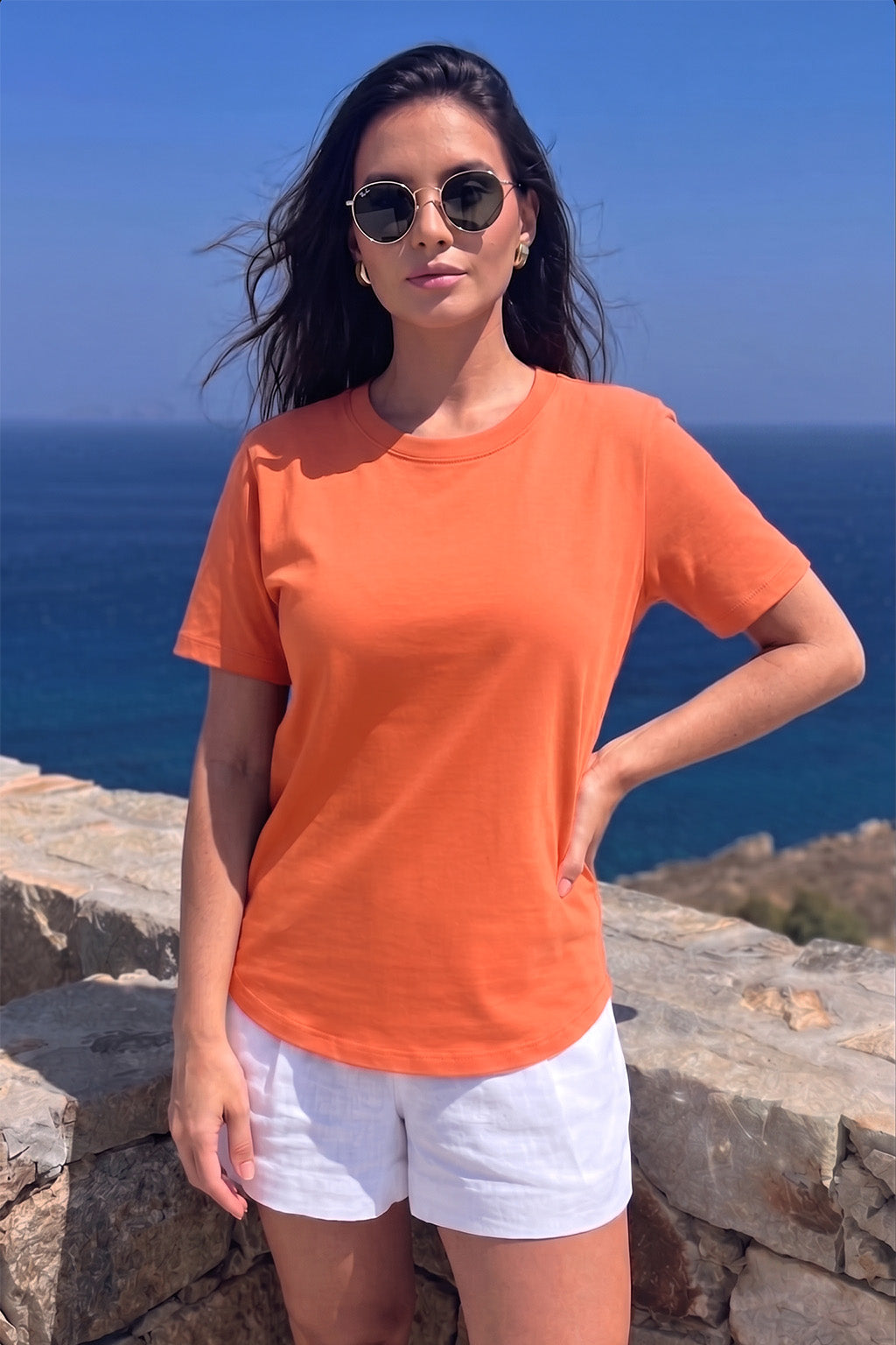 Orange Plain Regular Fit T-Shirt