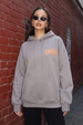 Brooklyn Typographic Printed Grey Oversized Hoodie