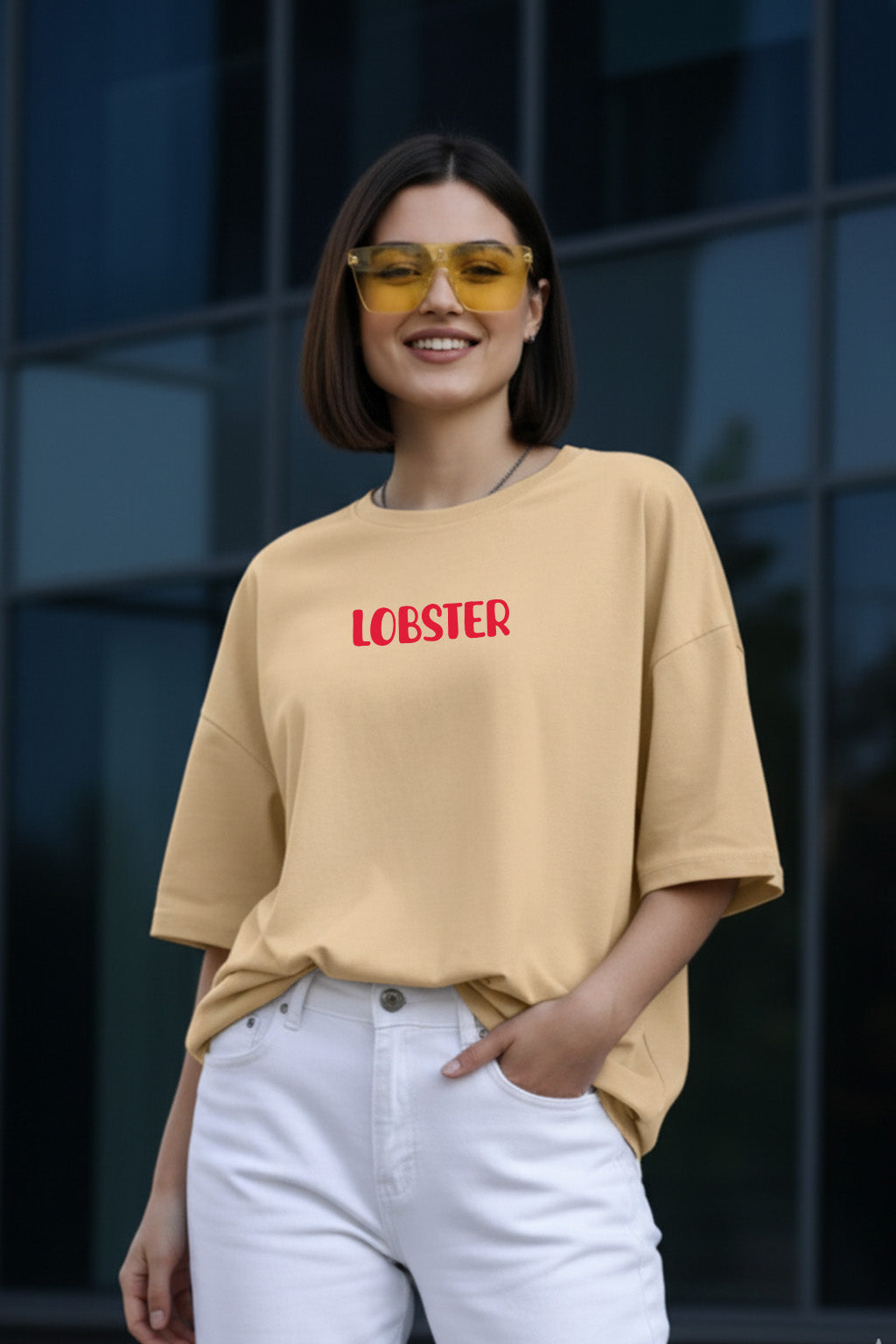Lobster Swanwhite Oversized Printed T-Shirt