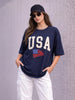 USA Navy Graphic Printed Oversized T-Shirt