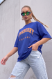 Juneberry Original Royal Blue Oversized Fit Graphic T-Shirt