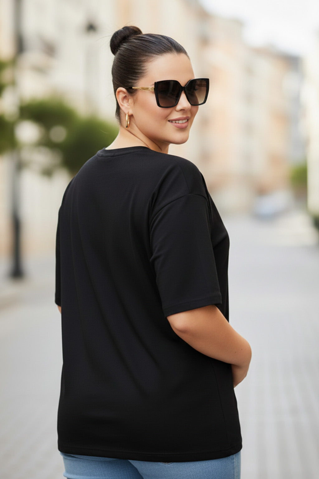 Tokyo Black Plus Size Printed T-shirt