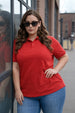 Red Plain Plus Size Polo T-shirt