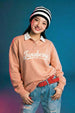 Juneberry Peach Oversized Printed Sweatshirt