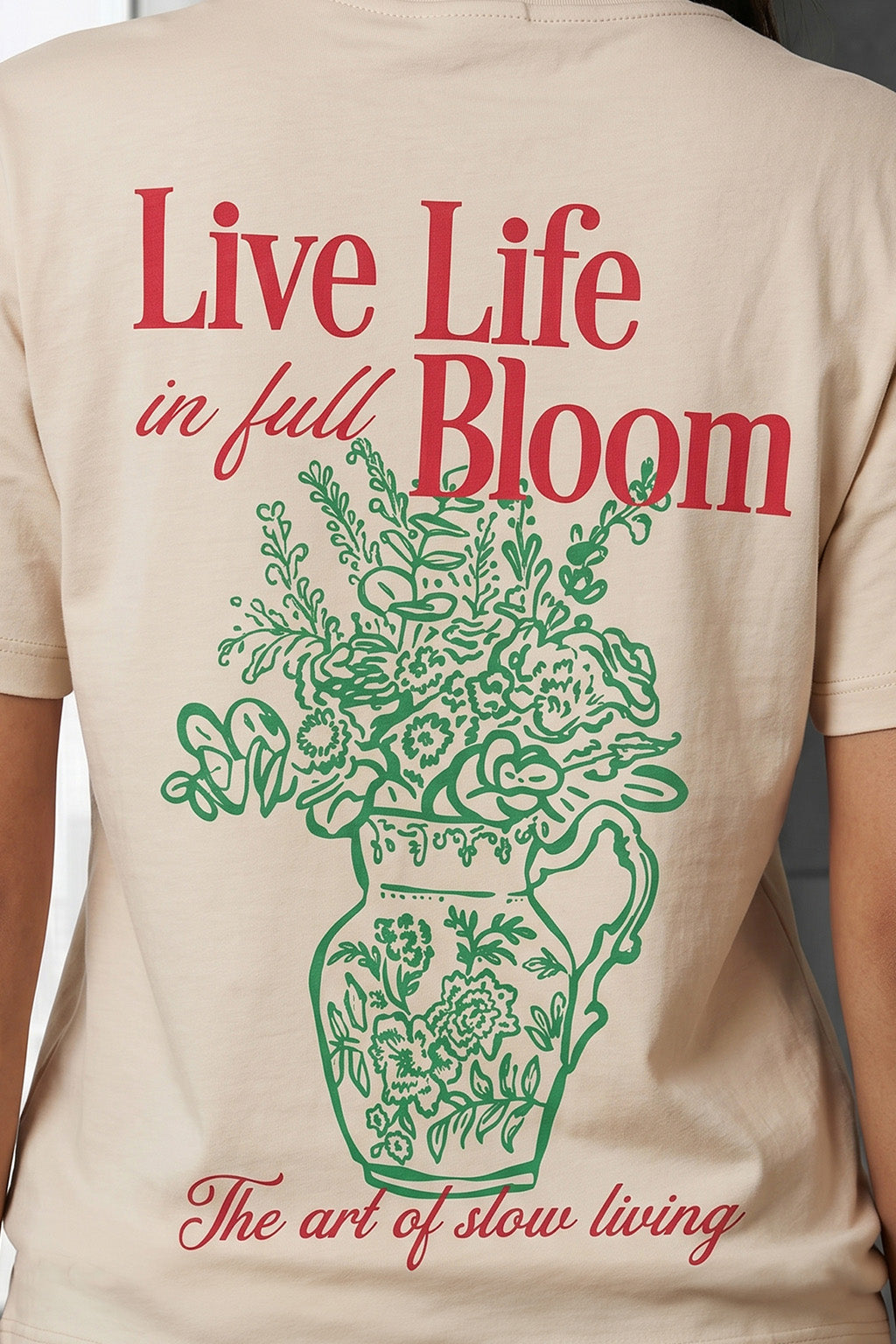 Slow Living  Swanwhite Regular Fit Printed T-shirt