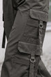 Grey 6-Pocket Drawcord Straight Fit Parachute Pant