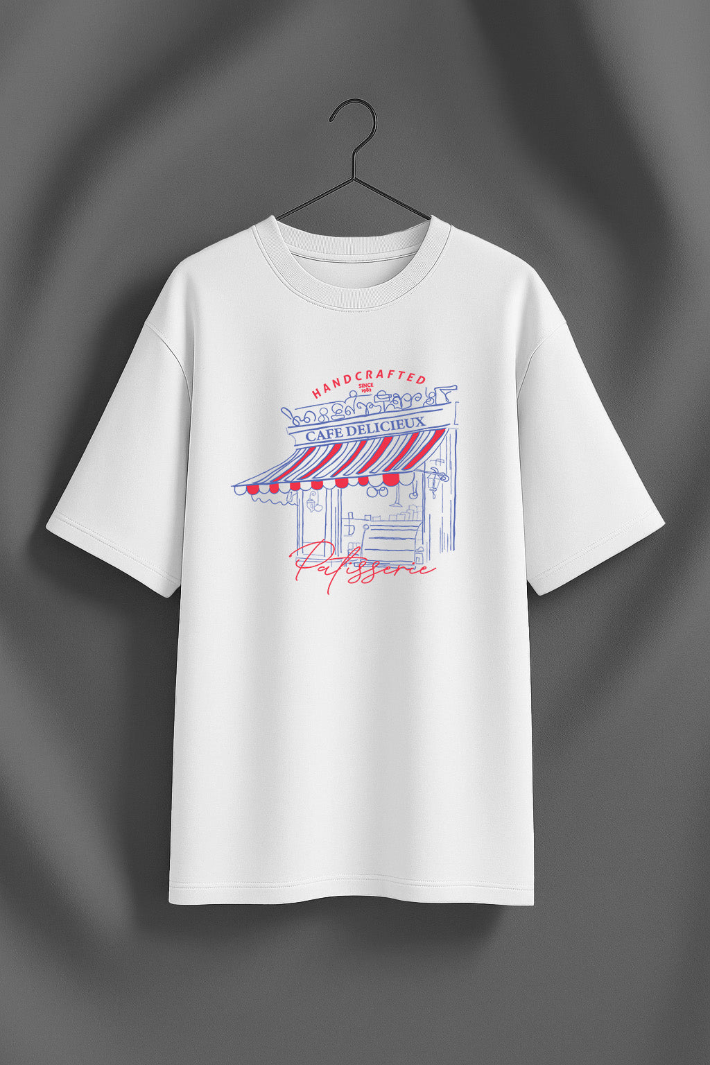 Handcrafted White Oversized Printed T-Shirt