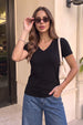 Black Plain V-Neck Regular Fit T-Shirt