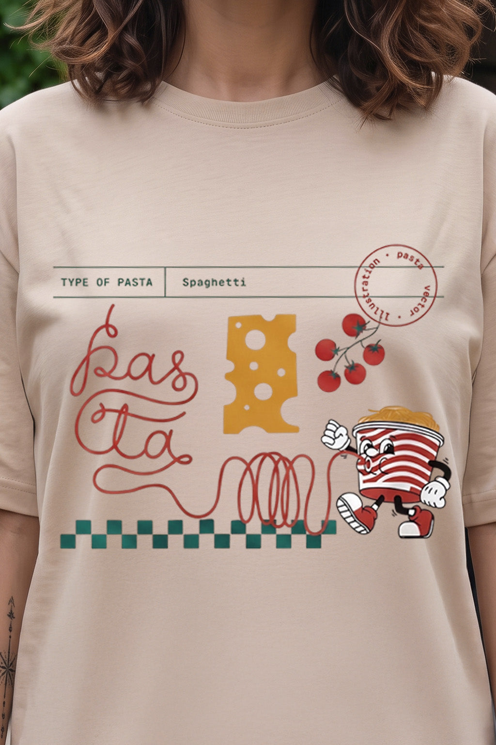 Pasta Swanwhite Oversized Graphic T-Shirt