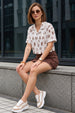 AOP Swanwhite Brown Oversized Crop Shirt