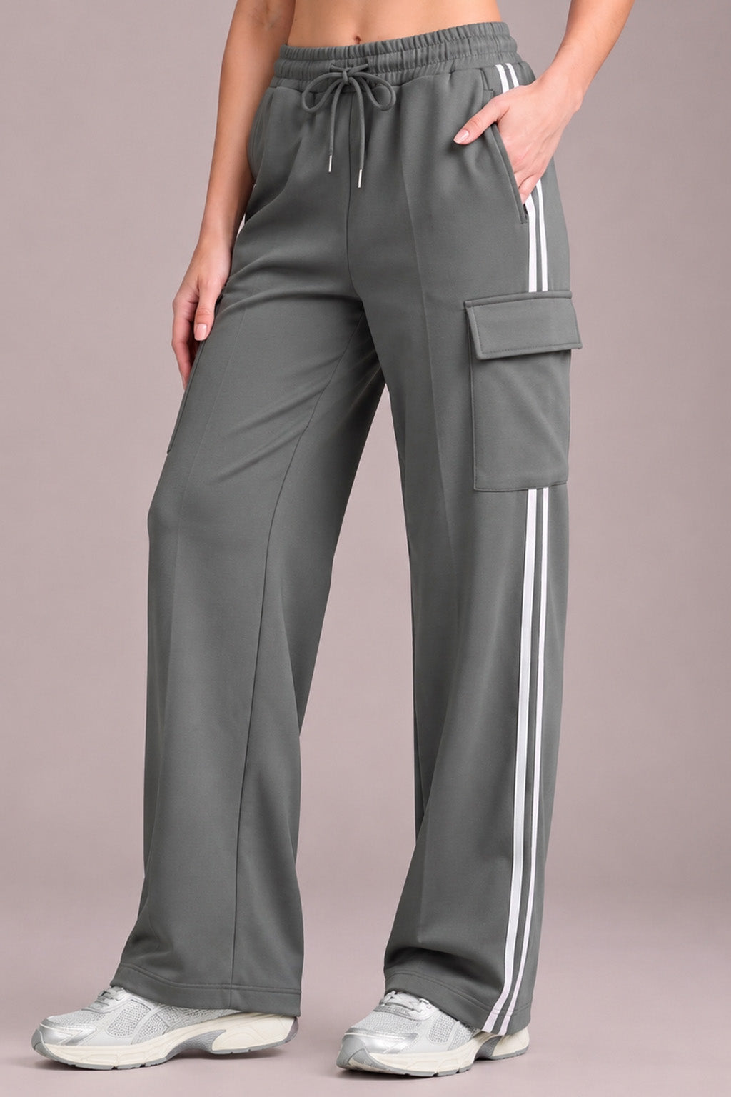 Grey Everyday Street line 4 Pocket Knitted Cargo Track Pant