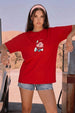Stay Curious Red Oversized Typographic T-Shirt