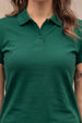 Green Plain Cotton Regular Slim Fit Polo T-Shirt