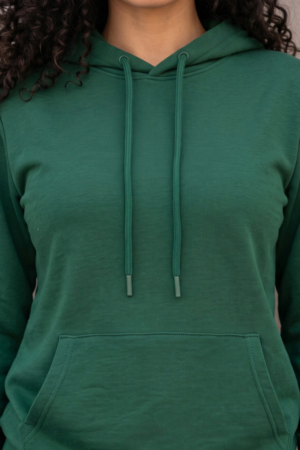 Green Plain Spun Regular Fit Hoodie