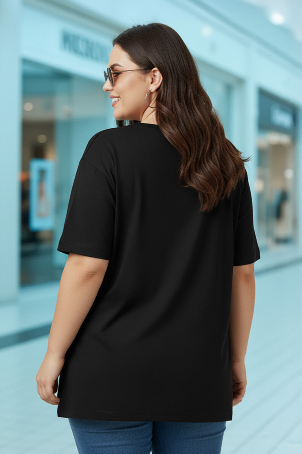 Black Plain Plus Size Oversized T-shirt