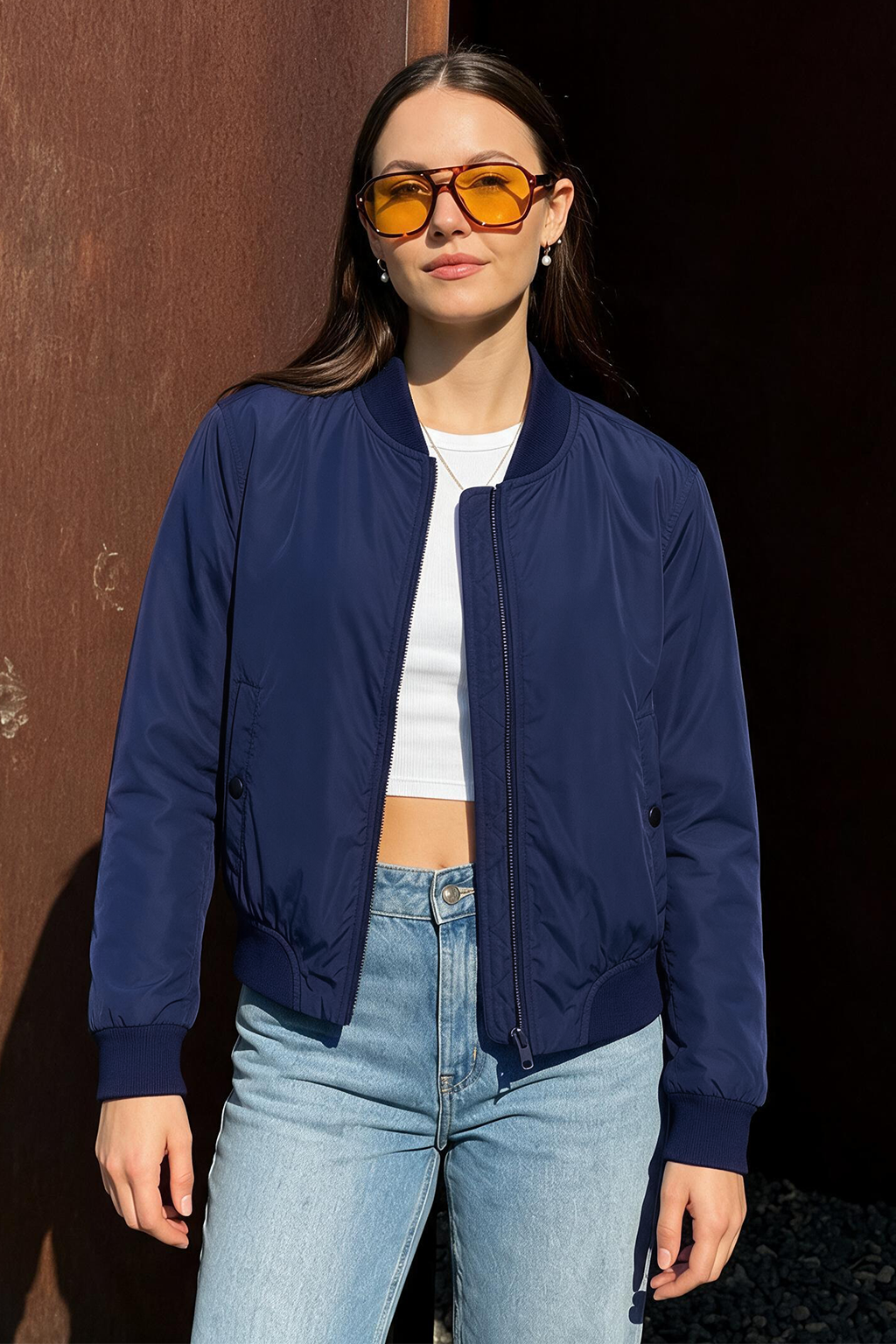 EVERYDAY NAVY BLUE BOMBER JACKET