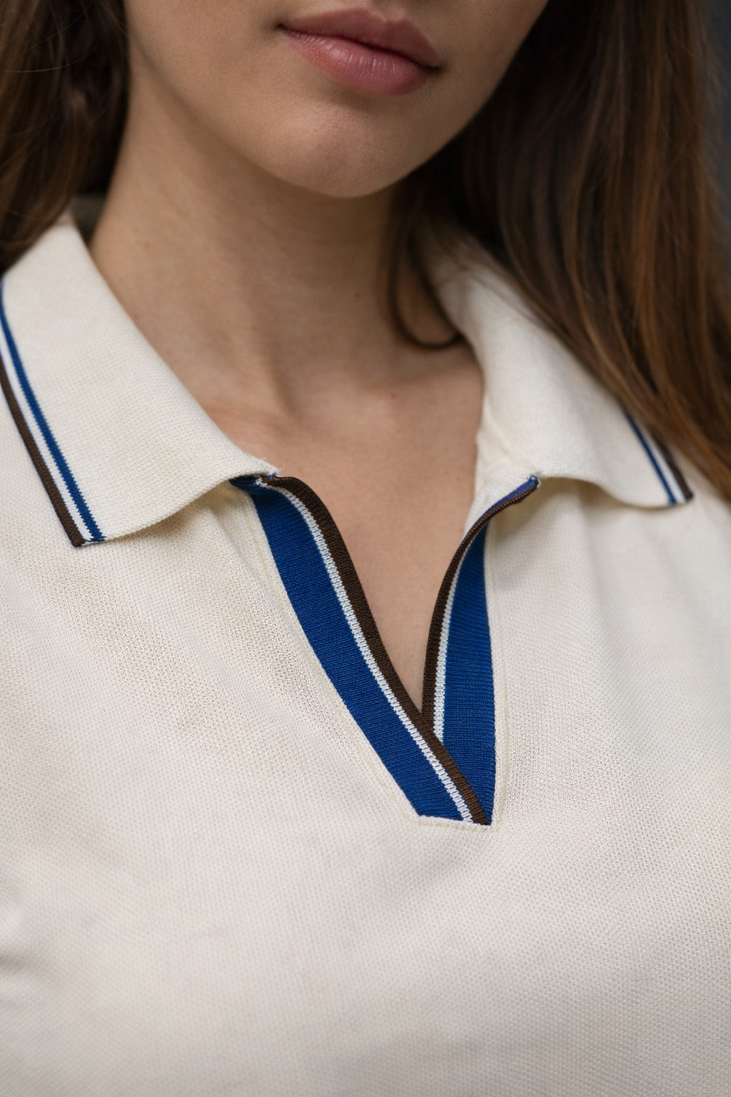Stripe Collar Marshmallow Regular Fit Premium Pique Lycra Polo T-Shirt
