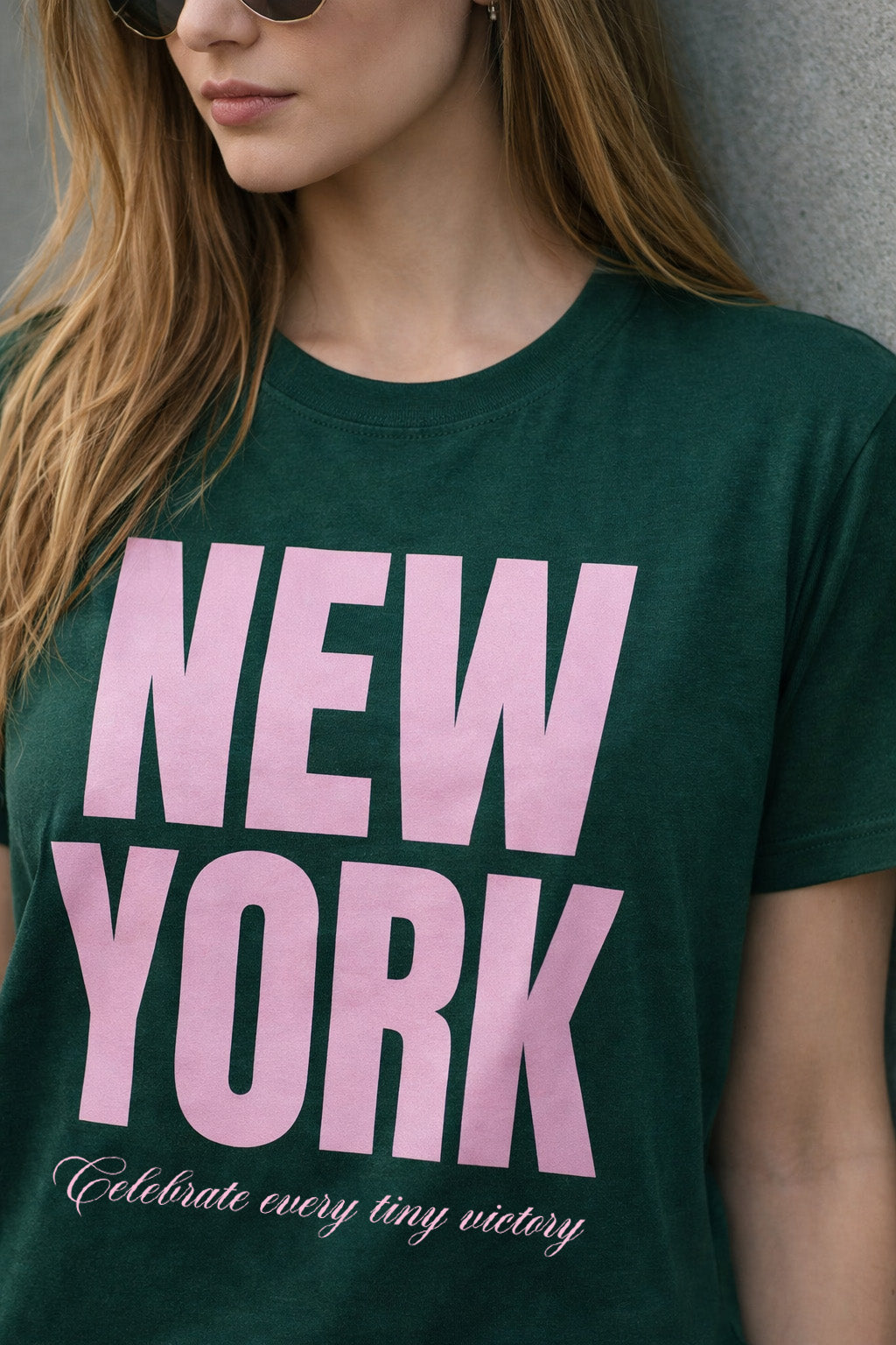 New York Green Printed Regular Fit T-Shirt