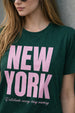 New York Green Printed Regular Fit T-Shirt