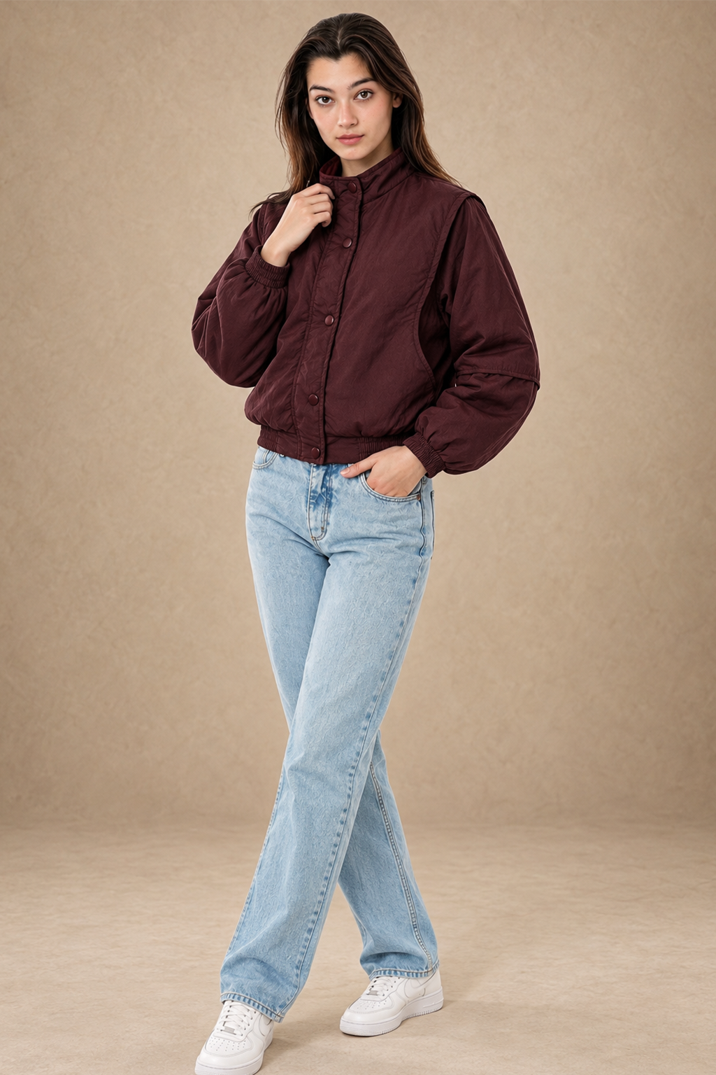 STAND COLLAR WINE JACKET