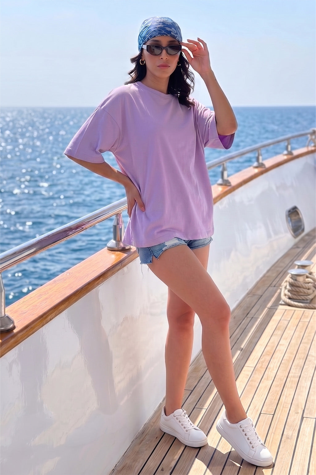 Lilac Plain Oversized T-Shirt