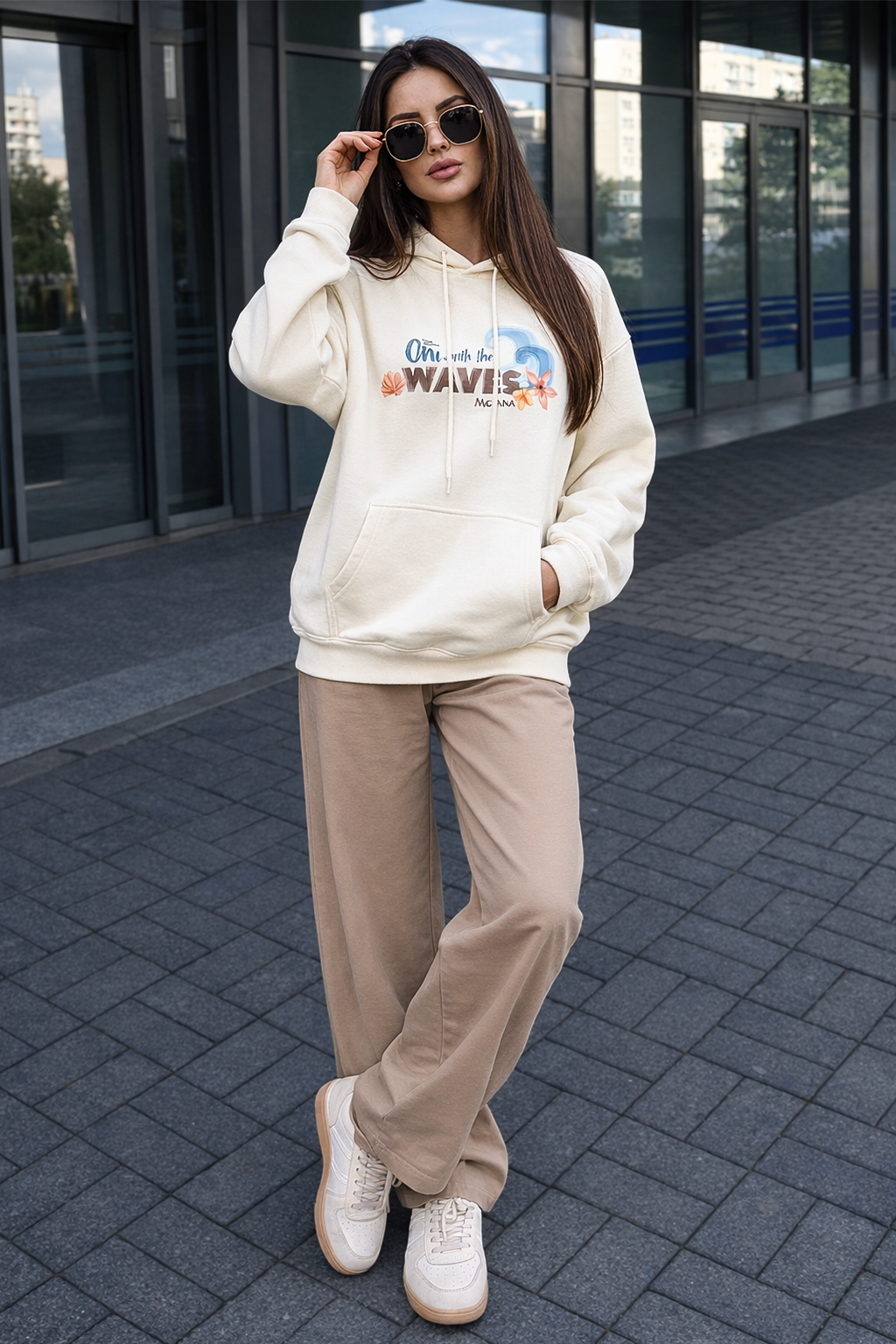 Moana Marshmallow Oversized Printed Hoodie