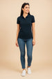 Navy Plain Cotton Regular Slim Fit Polo T-Shirt