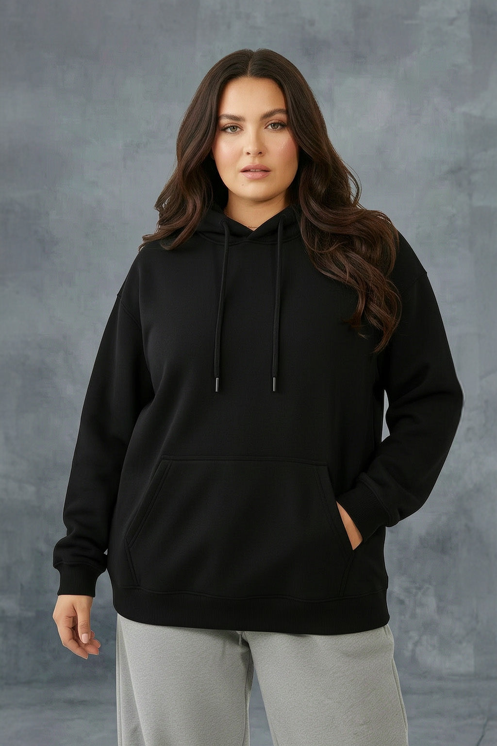 BLACK PLUS SIZE HOODIE