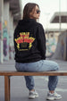 Girls Rock Black Maroon Oversized Printed Hoodie