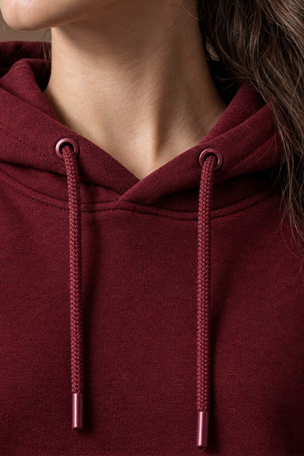 Maroon Plain Spun Regular Fit Hoodie
