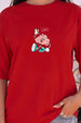 Stay Curious Red Oversized Typographic T-Shirt
