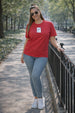 Bow Stamp Red Plus Size Printed T-shirt