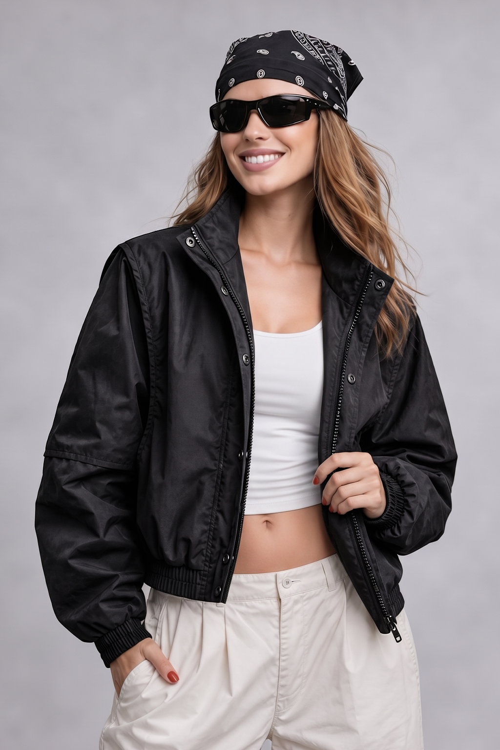 STAND COLLAR BLACK JACKET