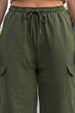 Olive Plain Baggy Fit Cargo Jogger