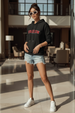 Freezin Black Regular Fit Printed Hoodie