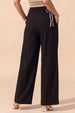 Black Classic Pleat Tailored Wide-Leg Korean Pant