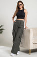 Grey 6-Pocket Drawcord Straight Fit Parachute Pant
