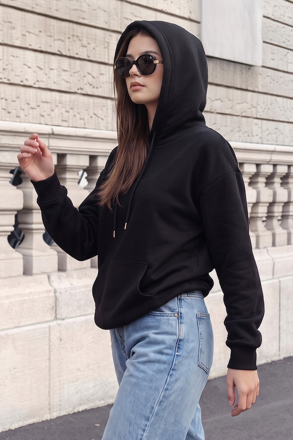 Girls Rock Black Maroon Oversized Printed Hoodie