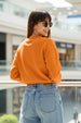 Plain Orange Oversized Cropped Sweatshirt