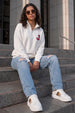 Juneberry White Oversized Printed Sweatshirt