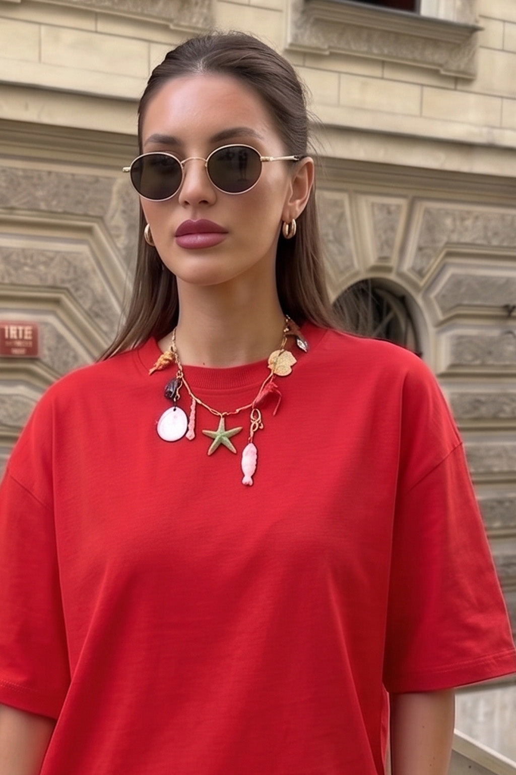 Red Plain Oversized T-Shirt