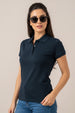 Navy Plain Cotton Regular Slim Fit Polo T-Shirt