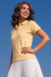 Light Yellow Plain Cotton Regular Slim Fit Polo T-Shirt